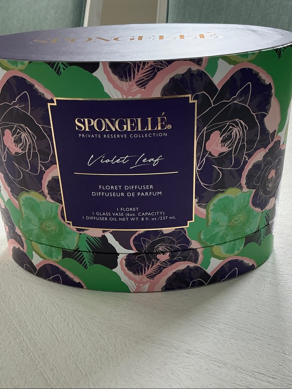 Spongellé Violet Leaf Floret Diffuser - Floral Green & Purple Gift Box